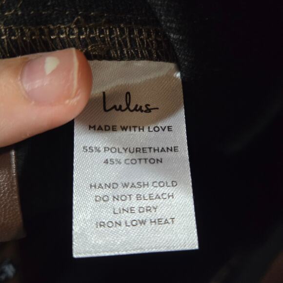 Lulus Dark Brown Vegan Leather Split Hem Walking the Walk Mini Skirt Size Small - Picture 3 of 12